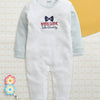 White & Blue Boys Full Sleeves Cotton Trendy Sleepsuit