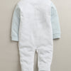 White & Blue Boys Full Sleeves Cotton Trendy Sleepsuit
