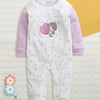 White & Lilac Girls Full Sleeves Cotton Trendy Sleepsuit