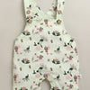 Green & Beige Baby Girls Half Sleeves Cotton Dungaree Set With Inner Tee