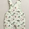 Green & Beige Baby Girls Half Sleeves Cotton Dungaree Set With Inner Tee