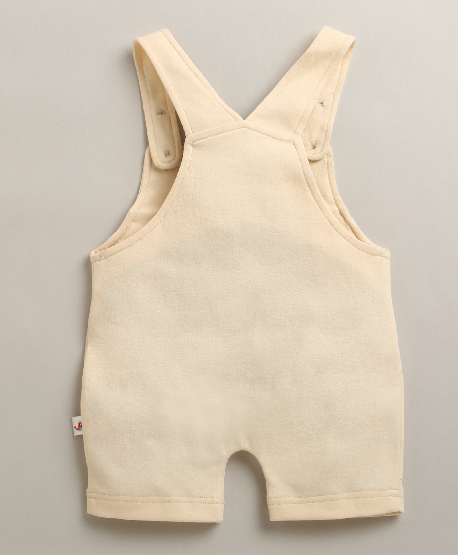 Peach & White Baby Girls Half Sleeves Cotton Dungaree Set With Inner Tee