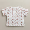 Peach & White Baby Girls Half Sleeves Cotton Dungaree Set With Inner Tee