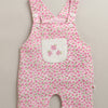 Pink & White Baby Girls Half Sleeves Cotton Dungaree Set With Inner Tee