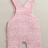 Pink & White Baby Girls Half Sleeves Cotton Dungaree Set With Inner Tee