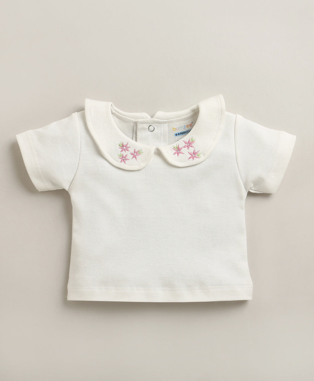 Bumzee Pink & White Floral Print Dungaree Set, Half Sleeves, 100% Cotton