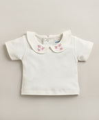 Bumzee Pink & White Floral Print Dungaree Set, Half Sleeves, 100% Cotton