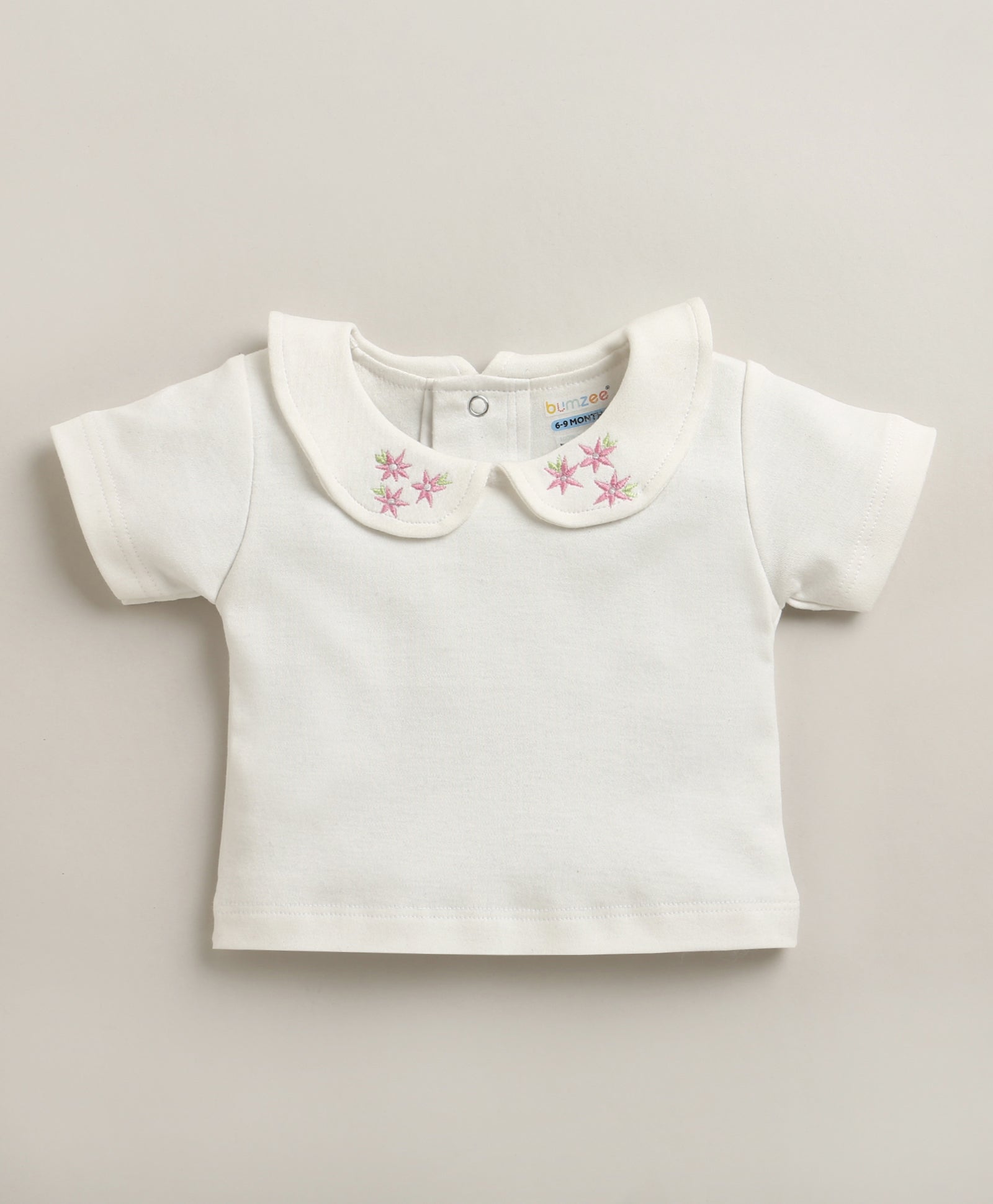 Pink & White Baby Girls Half Sleeves Cotton Dungaree Set With Inner Tee