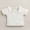 Pink & White Baby Girls Half Sleeves Cotton Dungaree Set With Inner Tee