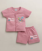 Bumzee Navy & Onion Pink Jabla & Short Set, Pack of 2, Half Sleeves, 100% Cotton