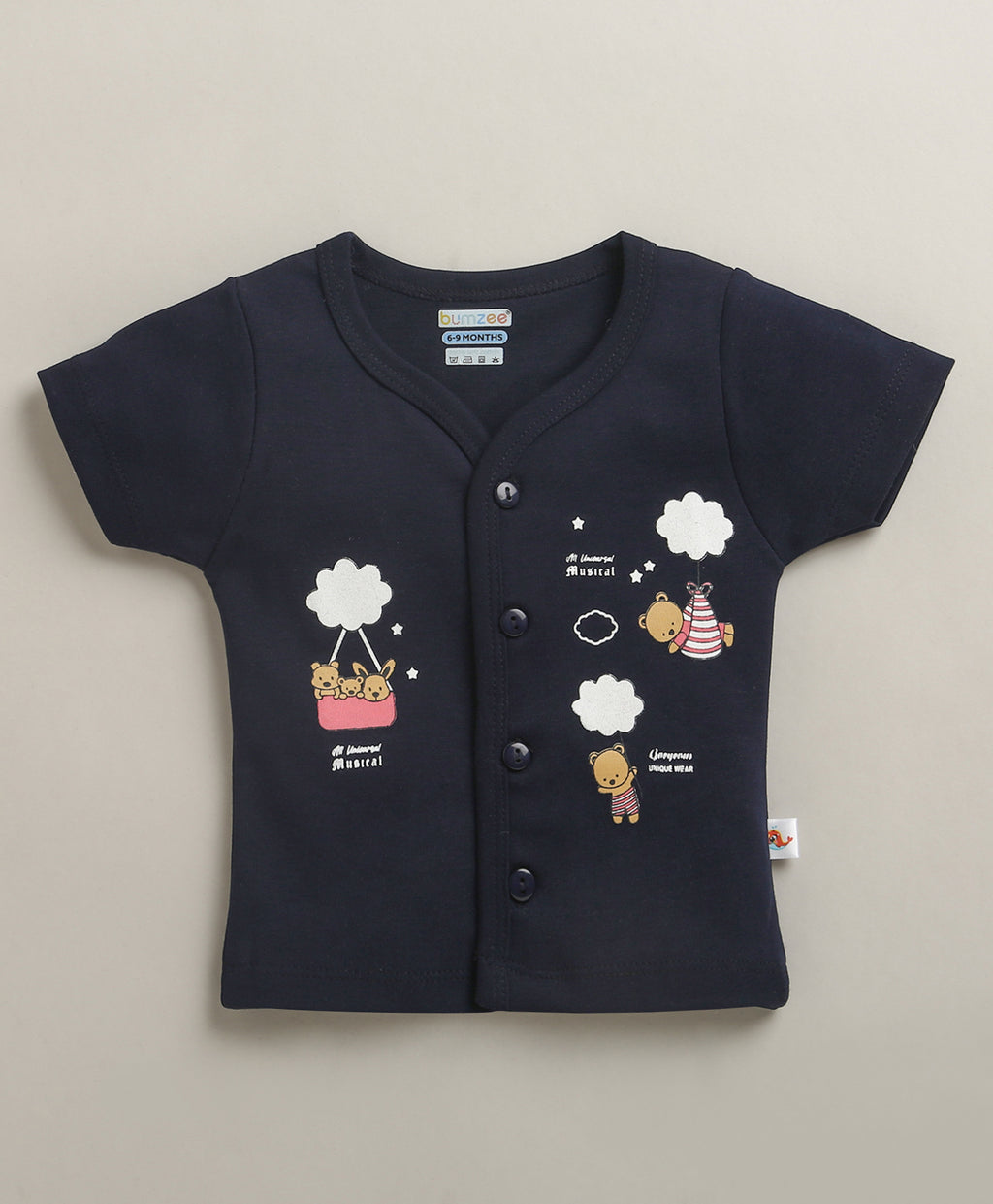 Bumzee Navy & Onion Pink Jabla & Short Set, Pack of 2, Half Sleeves, 100% Cotton