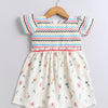 Cream Girls Cap Sleeves Polyester Knee Length Frock