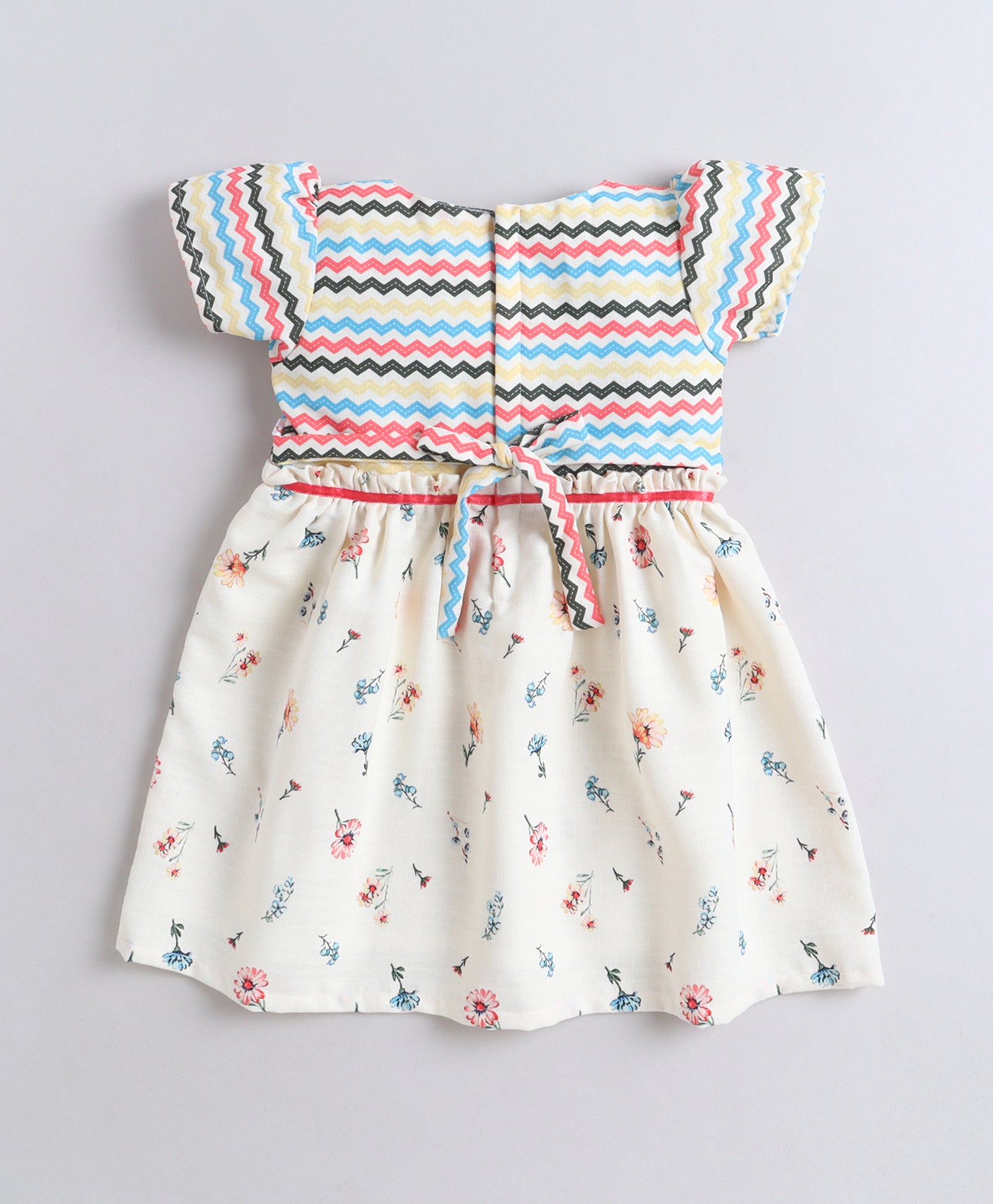 Cream Girls Cap Sleeves Polyester Knee Length Frock