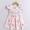 Cream Girls Cap Sleeves Polyester Knee Length Frock
