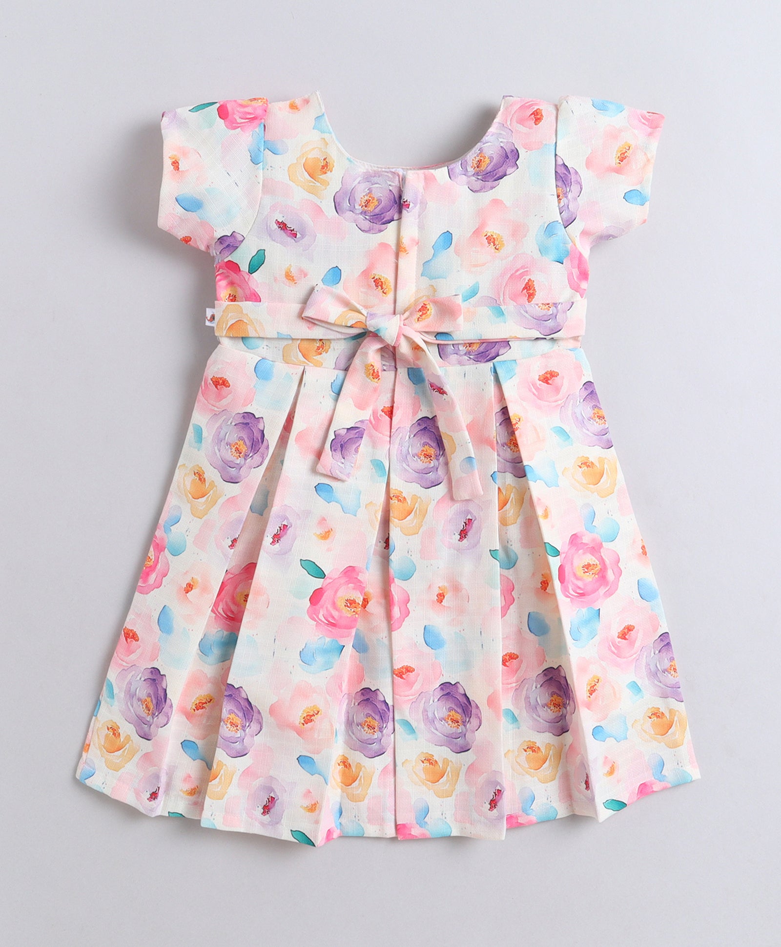 Cream Girls Cap Sleeves Polyester Knee Length Frock