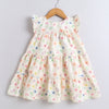 Cream Girls Cap Sleeves Polyester Knee Length Frock