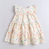 Cream Girls Cap Sleeves Polyester Knee Length Frock