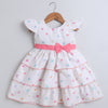Beige Girls Cap Sleeves Polyester Knee Length Frock