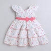 Beige Girls Cap Sleeves Polyester Knee Length Frock