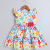 Multi Girls Cap Sleeves Polyester Knee Length Frock