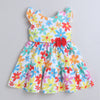 Multi Girls Cap Sleeves Polyester Knee Length Frock