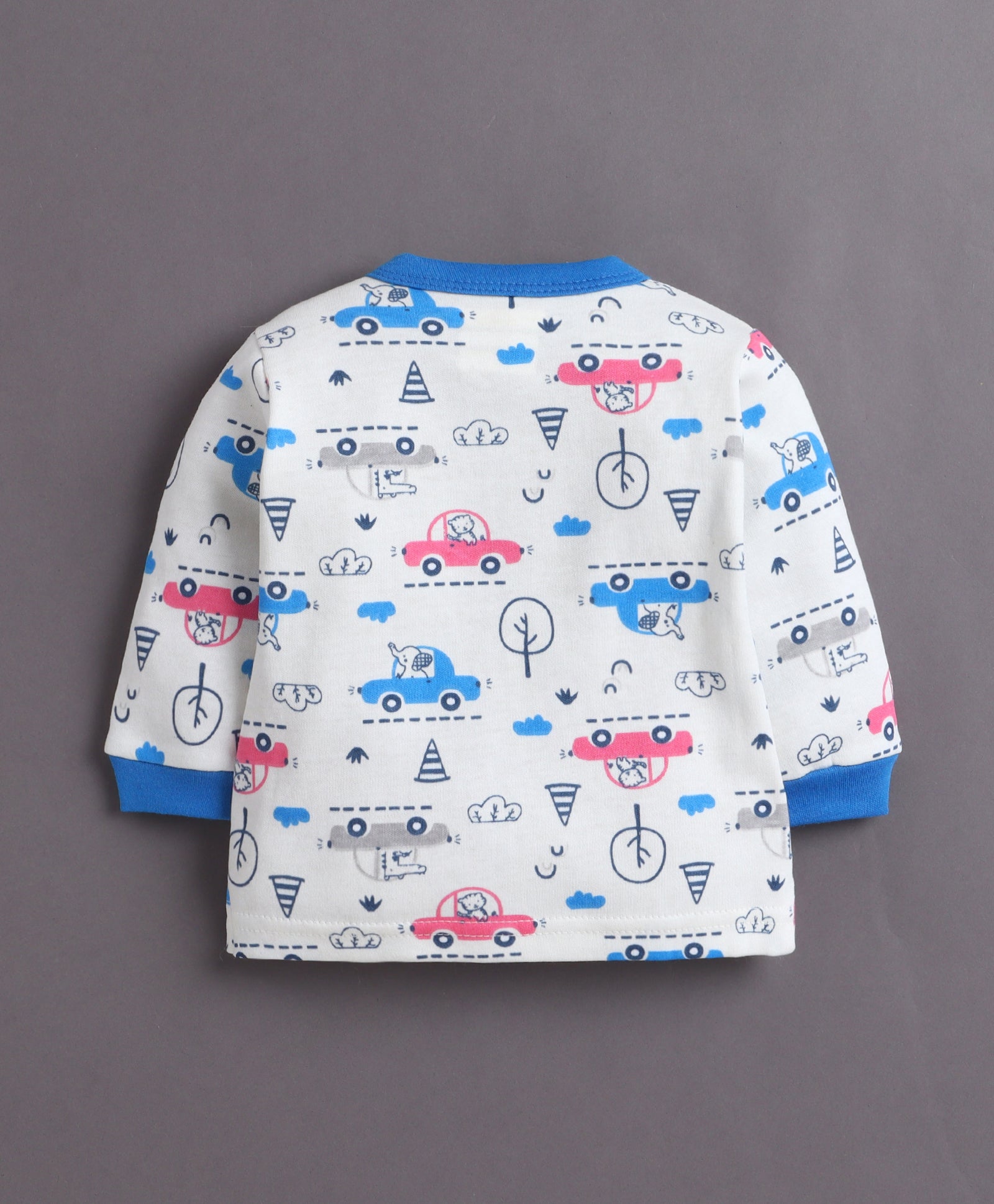Off White & Blue Baby Boys Full Sleeves Jabla & Pyjama Set