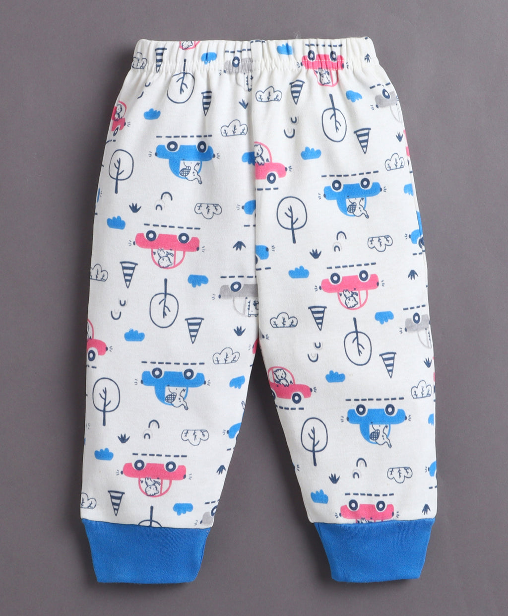 Bumzee Off White & Blue Graphic Print Jabla & Pyjama Set, Full Sleeves