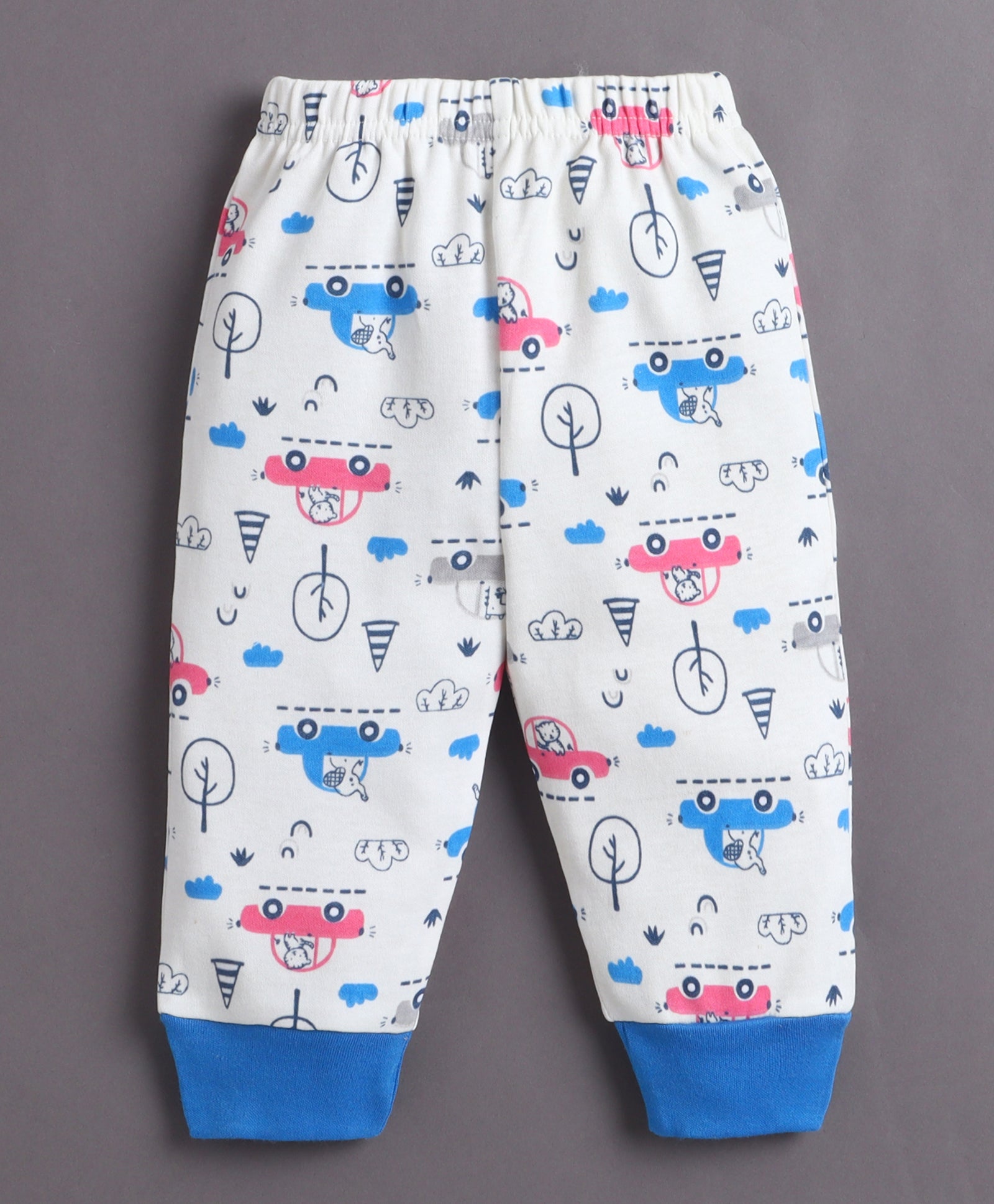 Off White & Blue Baby Boys Full Sleeves Jabla & Pyjama Set