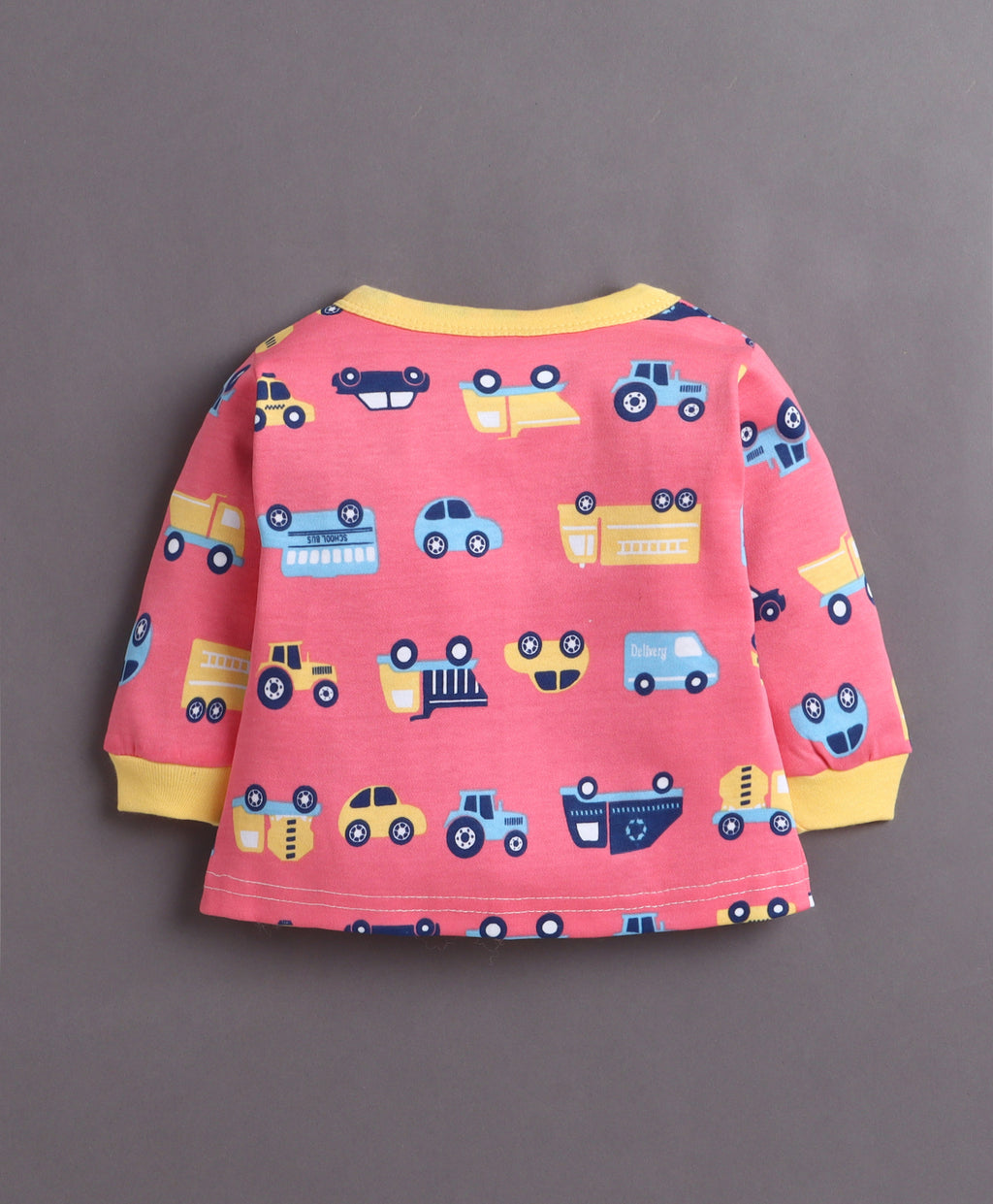 Bumzee Coral & Yellow Graphic Print Jabla & Pyjama Set, Full Sleeves, 100% Cotton