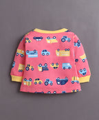 Bumzee Coral & Yellow Graphic Print Jabla & Pyjama Set, Full Sleeves, 100% Cotton