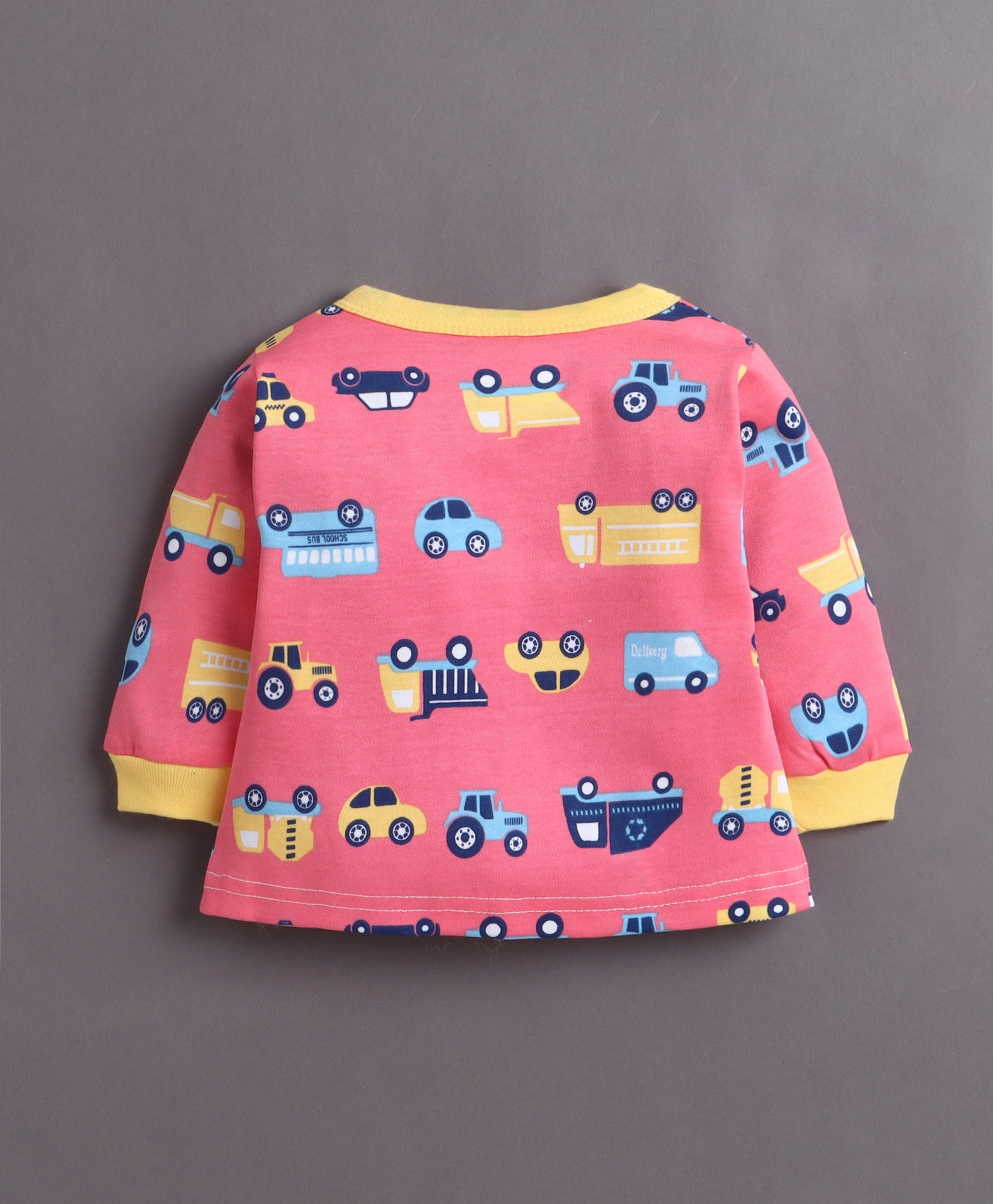 Coral & Yellow Baby Boys Full Sleeves Jabla & Pyjama Set