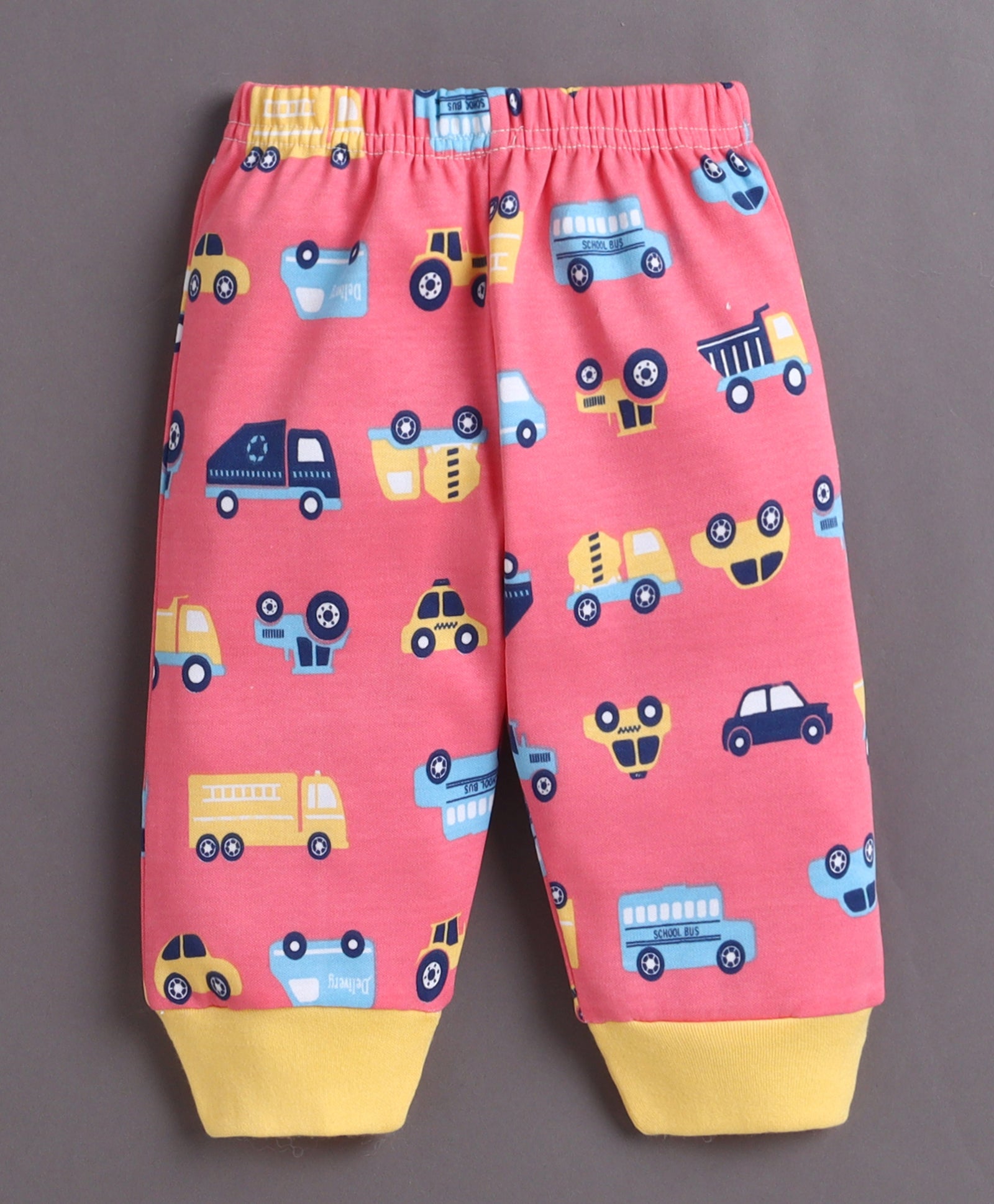Coral & Yellow Baby Boys Full Sleeves Jabla & Pyjama Set