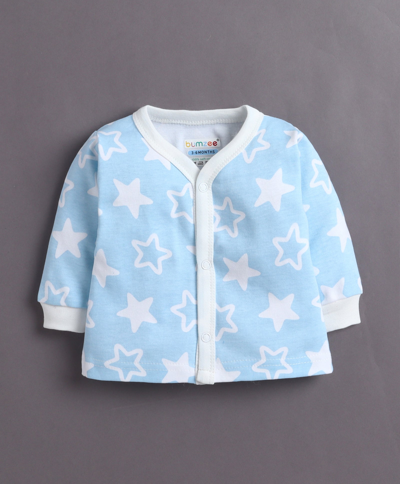 Sky Blue & White Baby Boys Full Sleeves Jabla & Pyjama Set