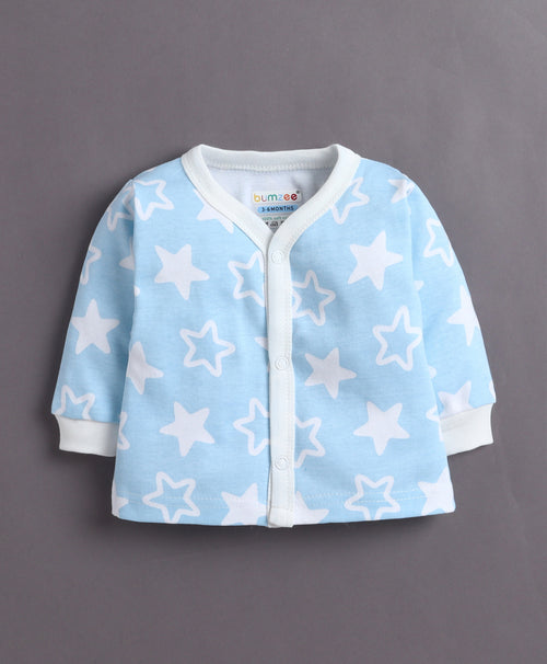 Boys 100% Cotton Star Print Jabla & Pyjama Set - Sky Blue & White