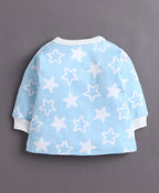 Bumzee Sky Blue & White Graphic Print Jabla & Pyjama Set, Full Sleeves