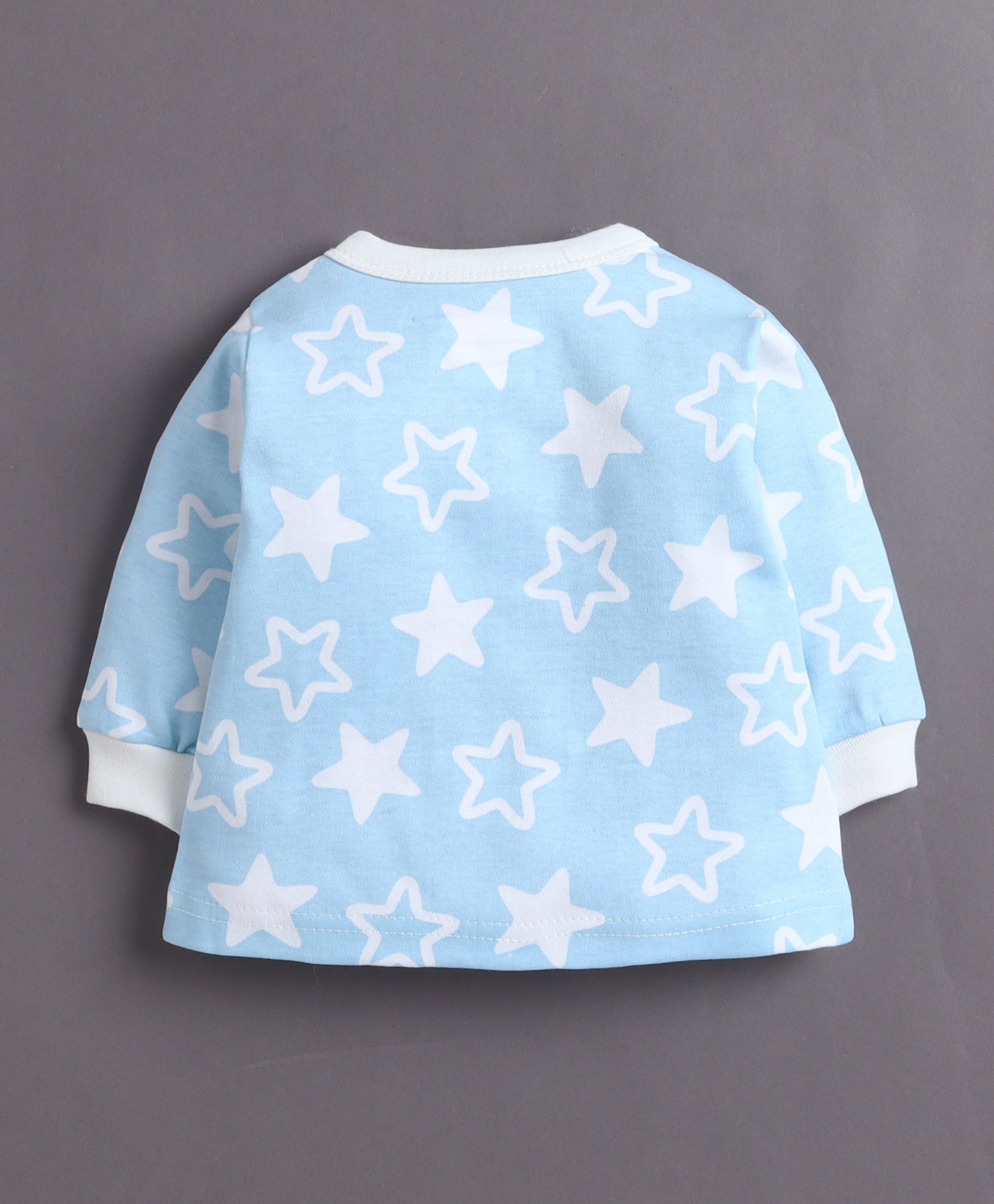 Sky Blue & White Baby Boys Full Sleeves Jabla & Pyjama Set