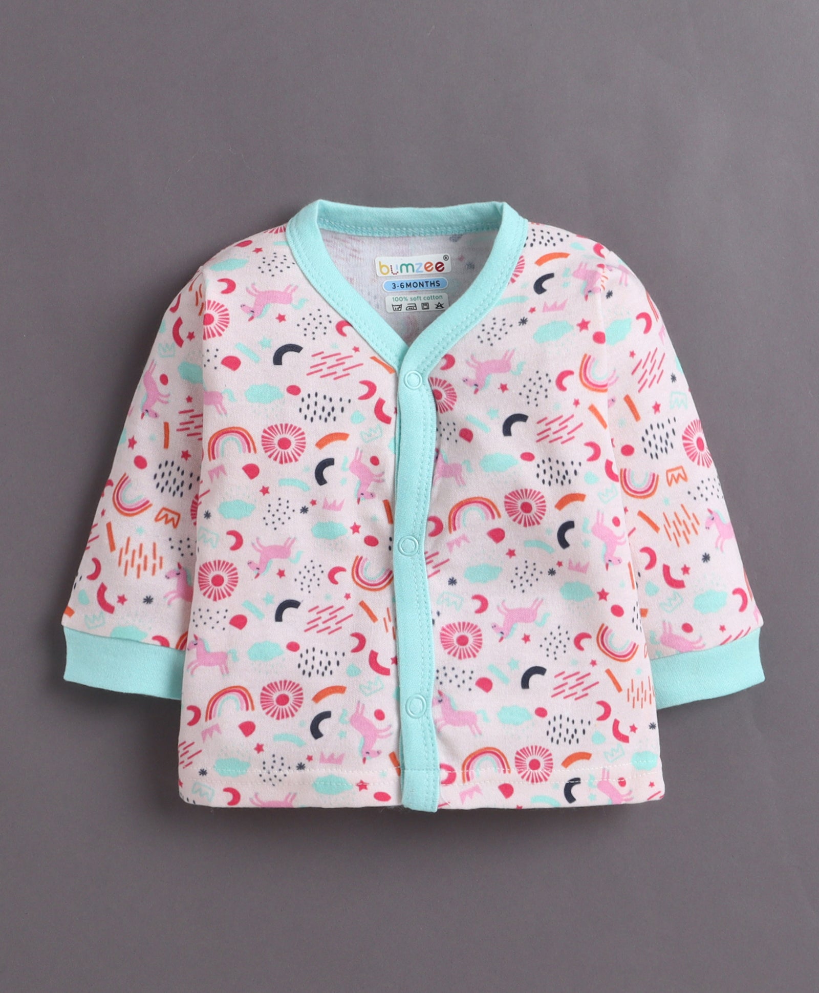 Pink & Mint Baby Girls Full Sleeves Jabla & Pyjama Set