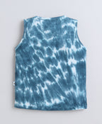 Bumzee Teal Blue Tie & Dye T-Shirt & Short Set, Sleeveless, 100% Cotton