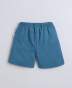 Bumzee Teal Blue Tie & Dye T-Shirt & Short Set, Sleeveless, 100% Cotton