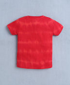 Bumzee Red & Navy Graphic Print T-Shirt & Short Set, Half Sleeves, 100% Cotton
