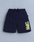 Bumzee Red & Navy Graphic Print T-Shirt & Short Set, Half Sleeves, 100% Cotton