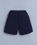 Bumzee Red & Navy Graphic Print T-Shirt & Short Set, Half Sleeves, 100% Cotton