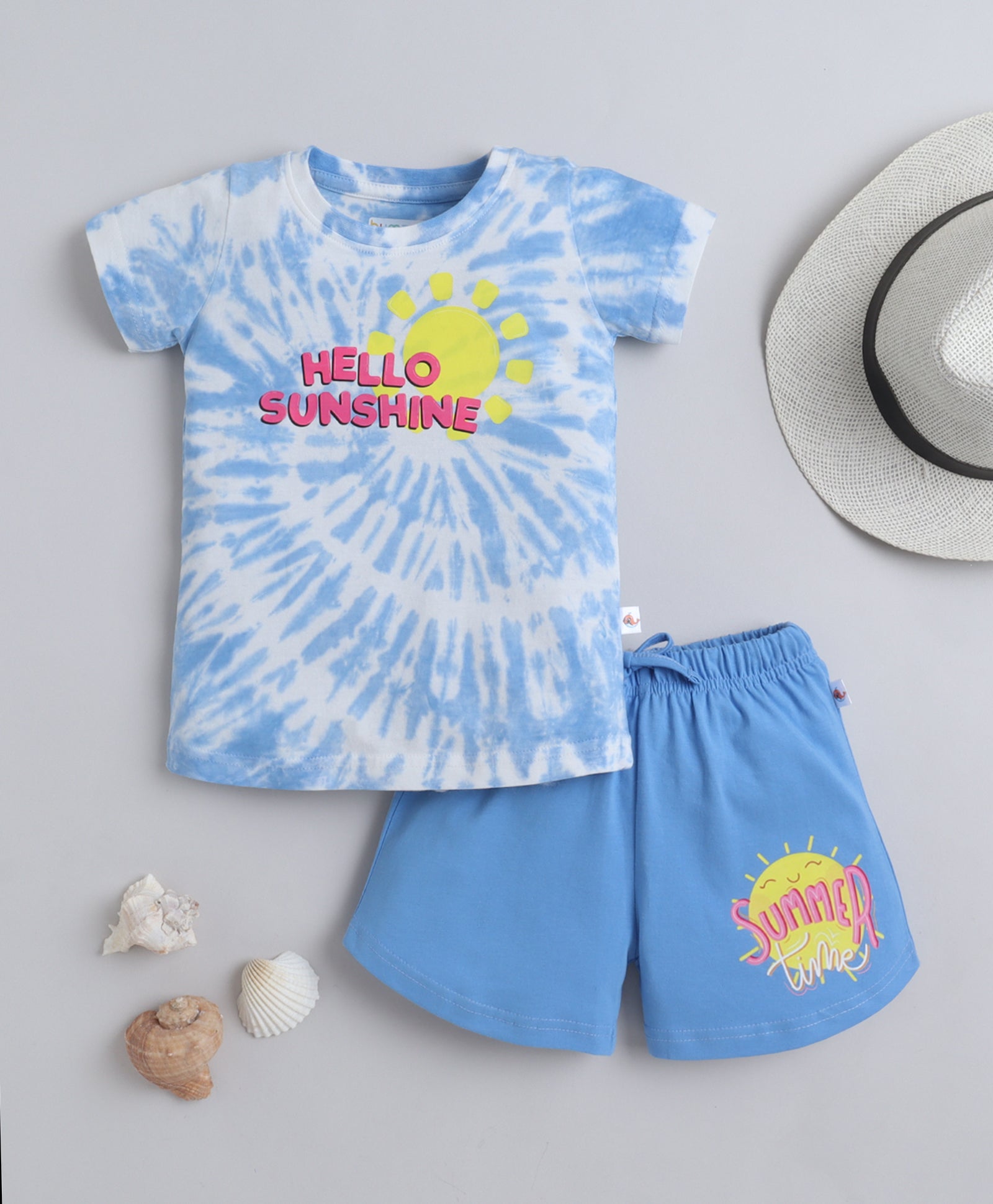 BUMZEE Blue Girls Half Sleeves T-Shirt & Short Set