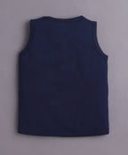 Bumzee Peach & Navy Graphic Print T-Shirt, Pack of 2, Sleeveless, 100% Cotton