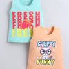 BUMZEE Peach & Green Girls Sleeveless Cotton T-Shirts Pack Of 2