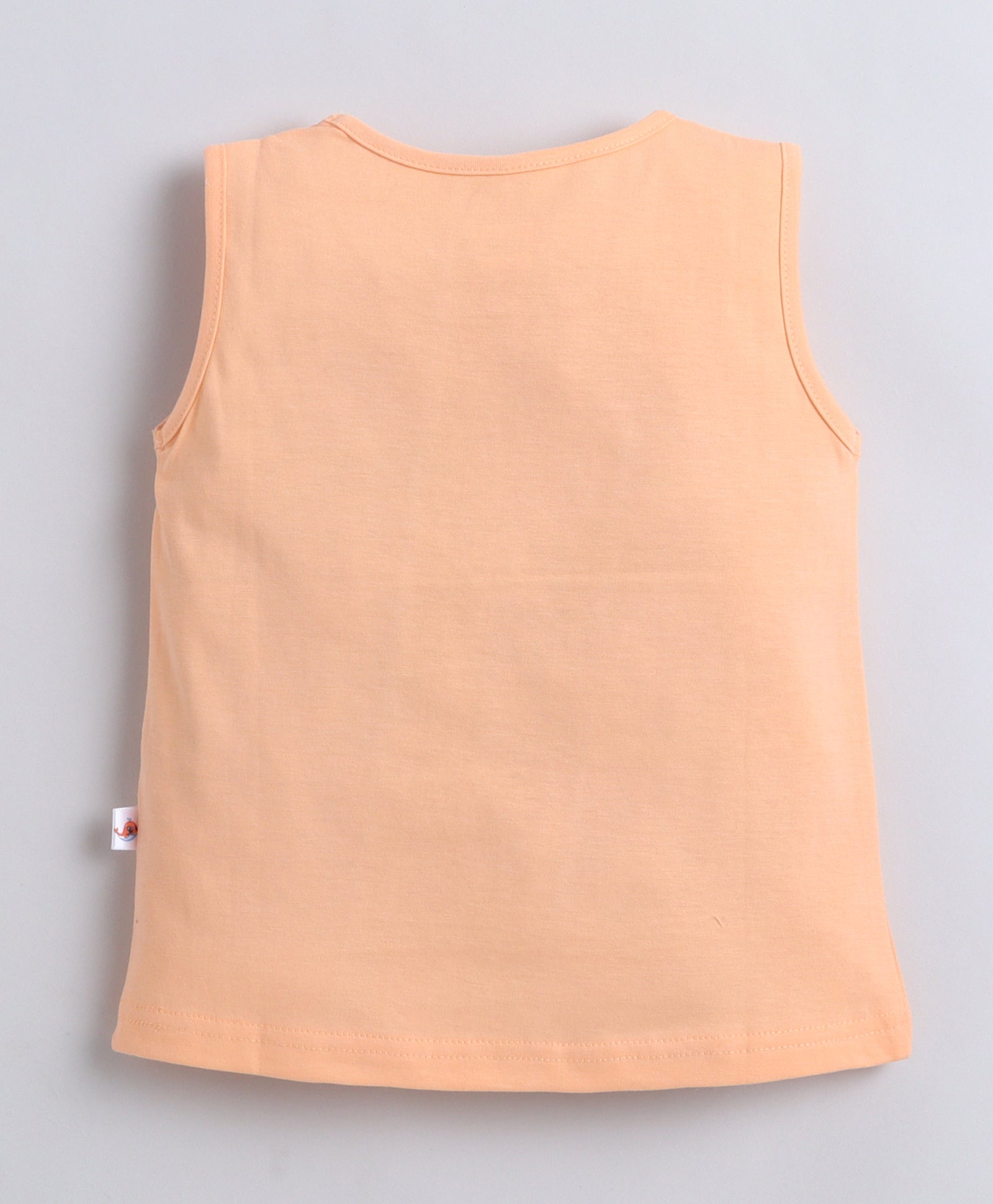 BUMZEE Peach & Green Girls Sleeveless Cotton T-Shirts Pack Of 2