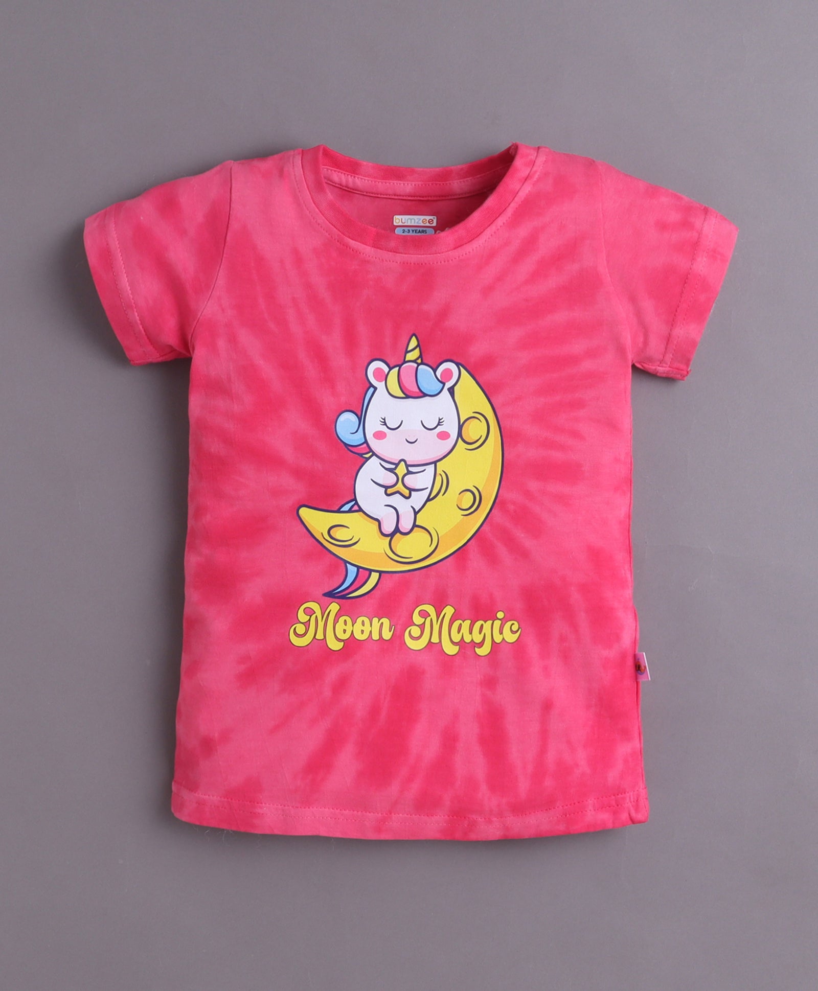 Pink Girls Half Sleeves Cotton T-Shirt & Pyjama Set