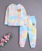 Bumzee Multi Tie & Dye T-Shirt & Pyjama Set, Full Sleeves, 100% Cotton (Style Peb11255)
