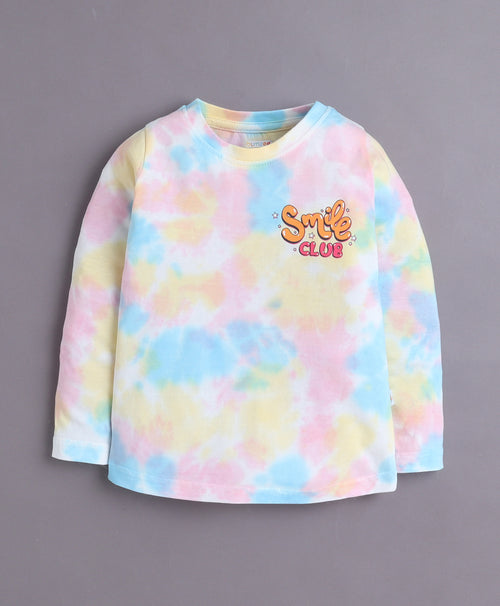 Girls 100% Cotton Tie & Dye T-Shirt & Pyjama Set for Everyday Comfort - Multi