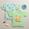 BUMZEE Green & Mint Green Boys Half Sleeves Cotton T-Shirts Pack Of 2